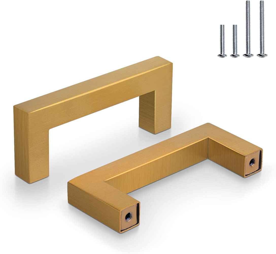 3.4-in. x 1.4-in. Stainless Steel Cabinet Cabinet Handle In Gold