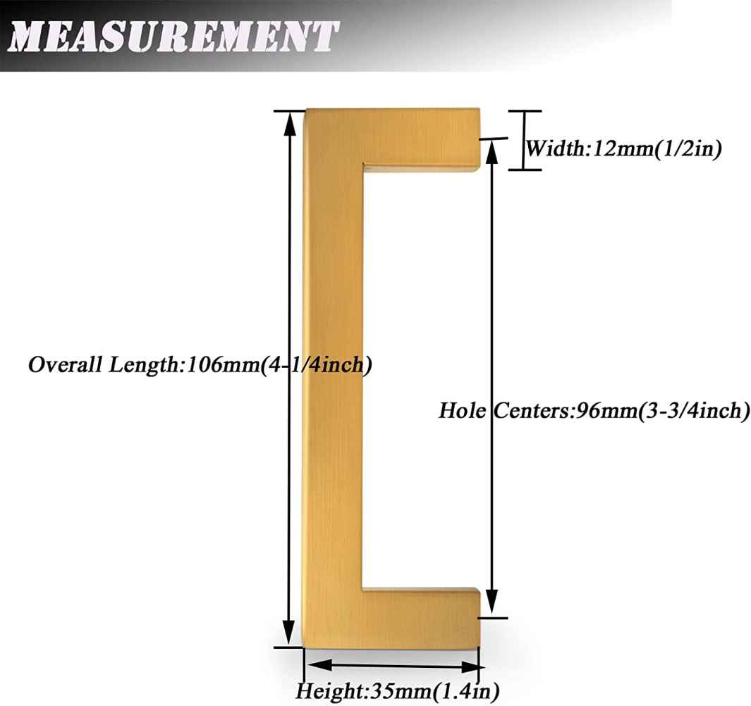 4.2-in. x 1.4-in. Stainless Steel Cabinet Handle In Gold