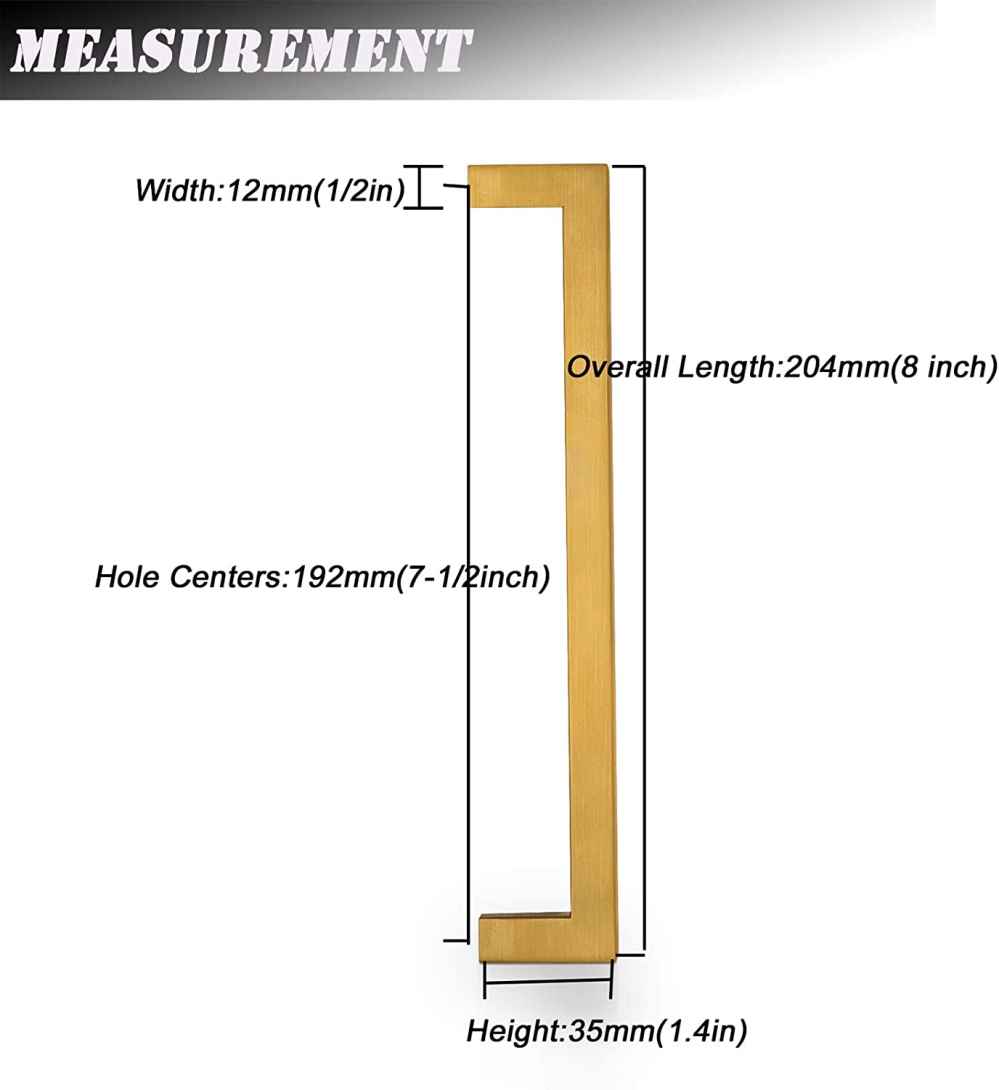 8-in. x 1.4-in. Stainless Steel Cabinet Handle In Gold