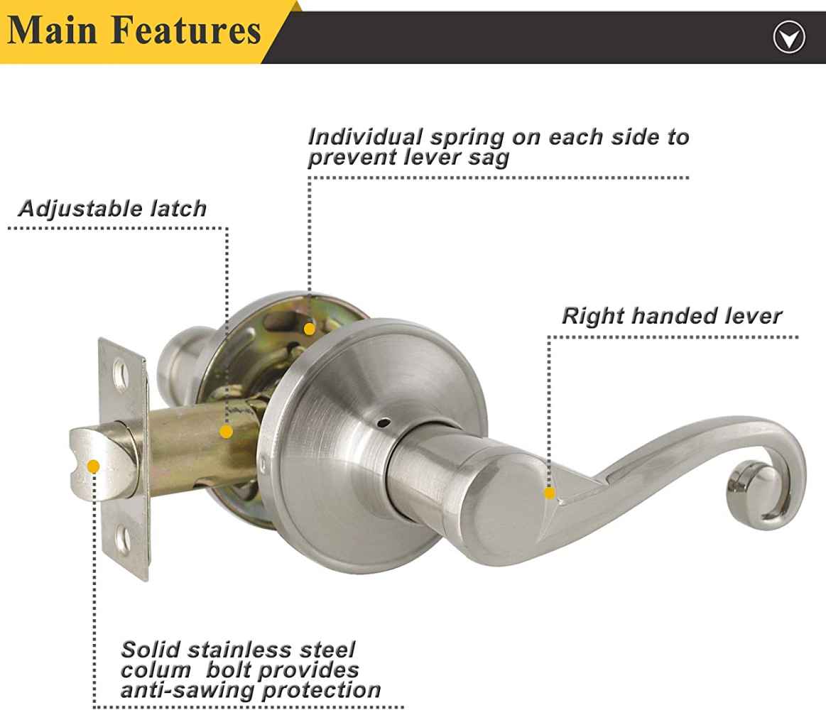 2.5-in. x 0.03-in. Stainless Steel Door Lock In Satin Nickel