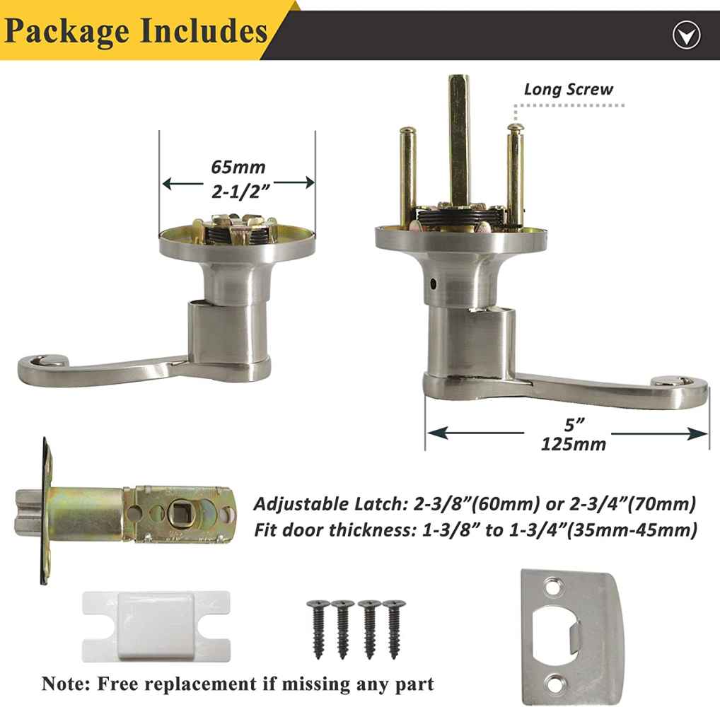 2.5-in. x 0.03-in. Stainless Steel Door Lock In Satin Nickel