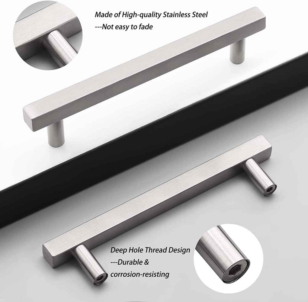 6.3-in. x 1.3-in. Stainless Steel Cabinet Handle In Brushed Nickel
