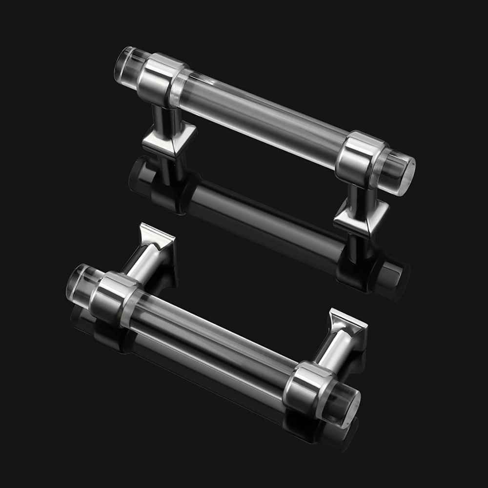 4.33-in. x 1.5-in. Acrylic-zinc Alloy Cabinet Handle In Chrome
