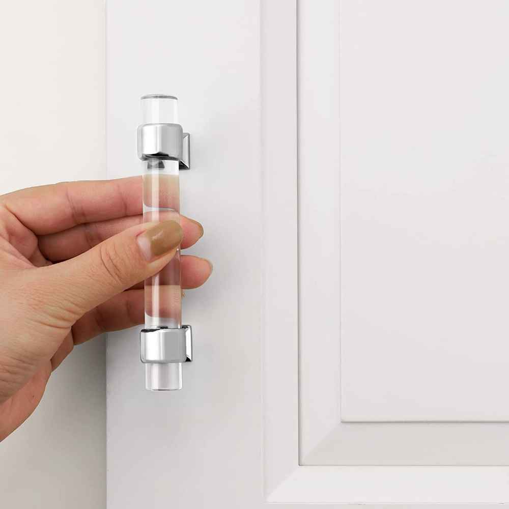 4.33-in. x 1.5-in. Acrylic-zinc Alloy Cabinet Handle In Chrome