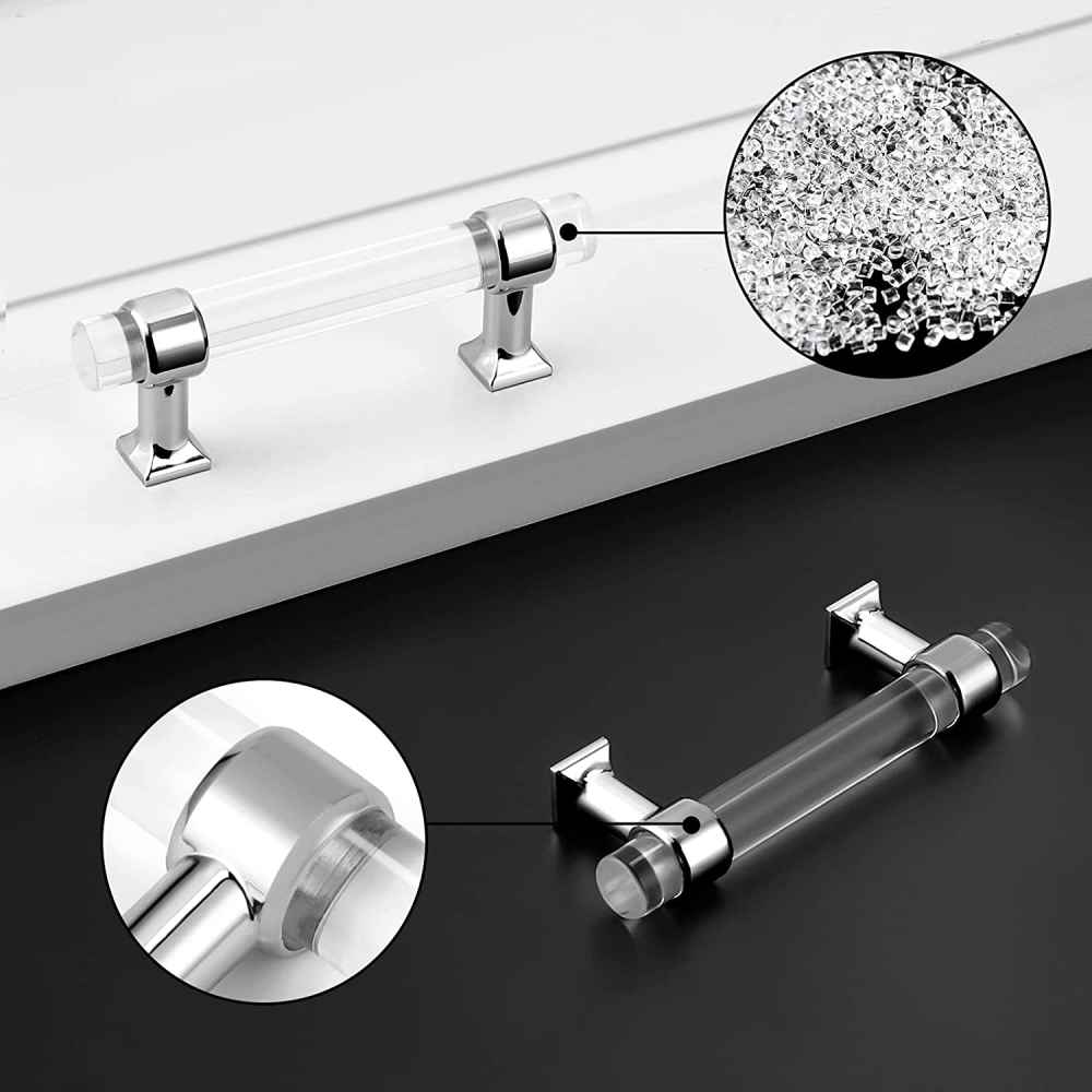4.33-in. x 1.5-in. Acrylic-zinc Alloy Cabinet Handle In Chrome