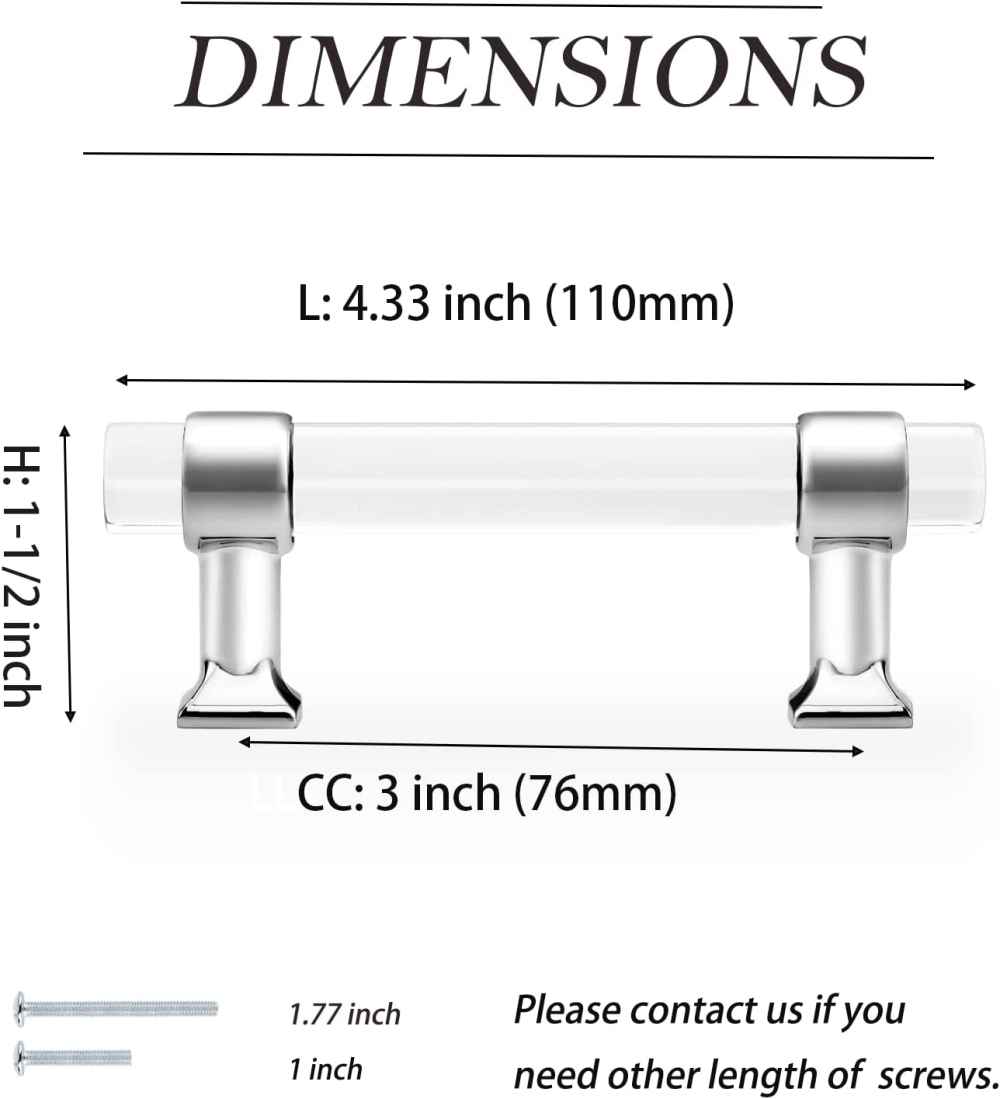 4.33-in. x 1.5-in. Acrylic-zinc Alloy Cabinet Handle In Chrome