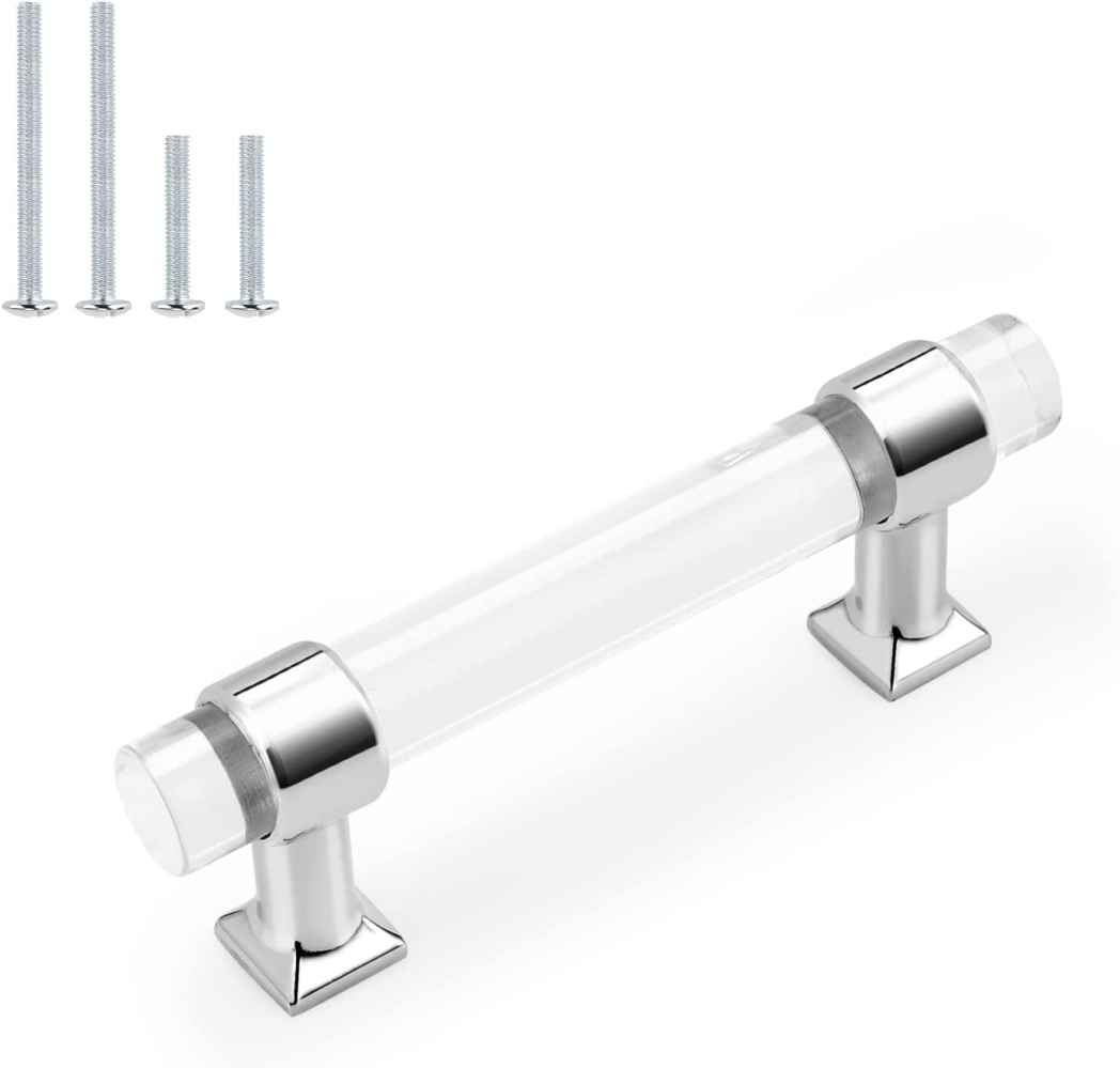 4.33-in. x 1.5-in. Acrylic-zinc Alloy Cabinet Cabinet Handle In Chrome