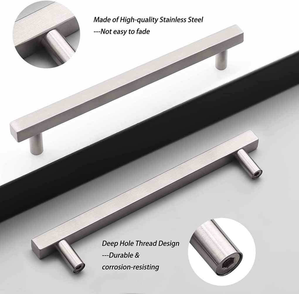 8.81-in. x 1.3-in. Stainless Steel Cabinet Handle In Brushed Nickel
