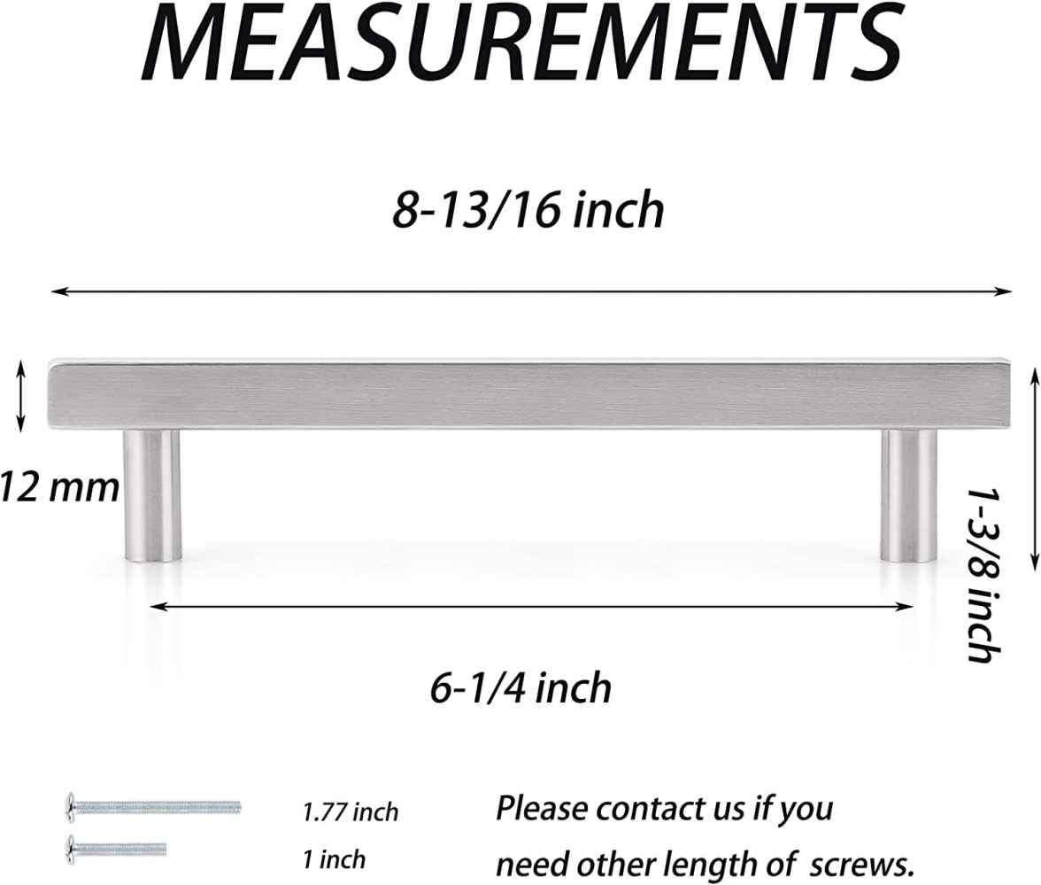 8.81-in. x 1.3-in. Stainless Steel Cabinet Handle In Brushed Nickel