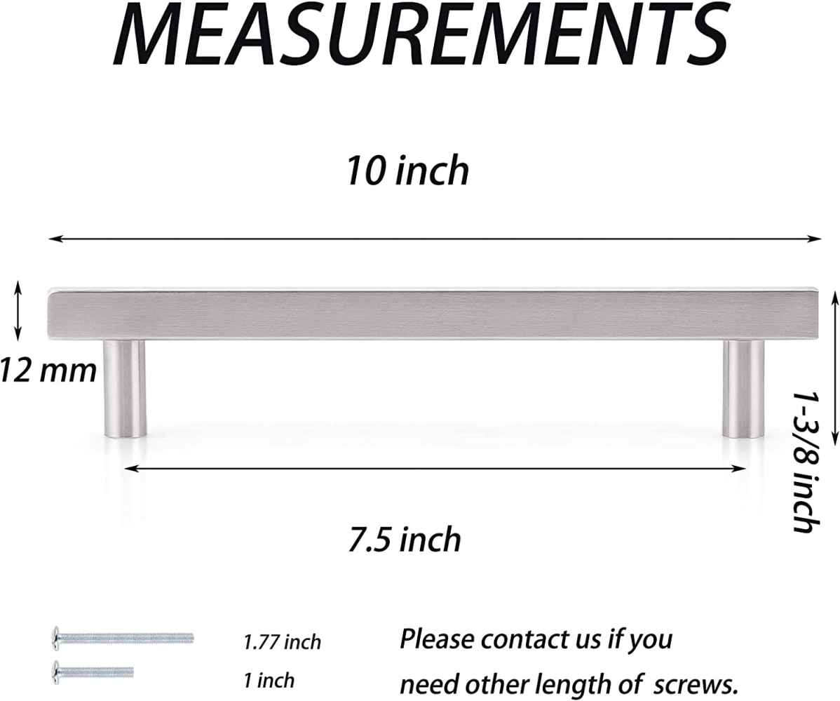 10-in. x 0.47-in. Stainless Steel Cabinet Handle In Brushed Nickel