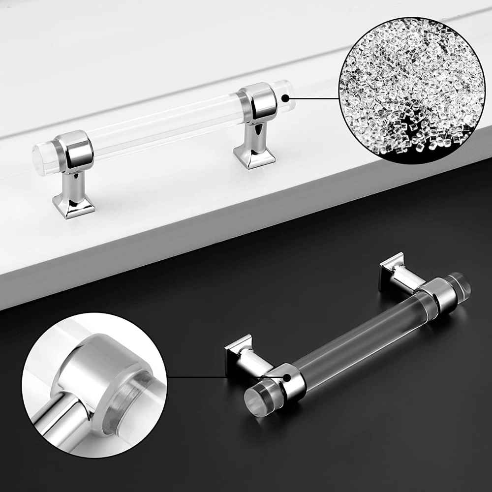 4.8-in. x 1.5-in. Acrylic-zinc Alloy Cabinet Handle In Chrome