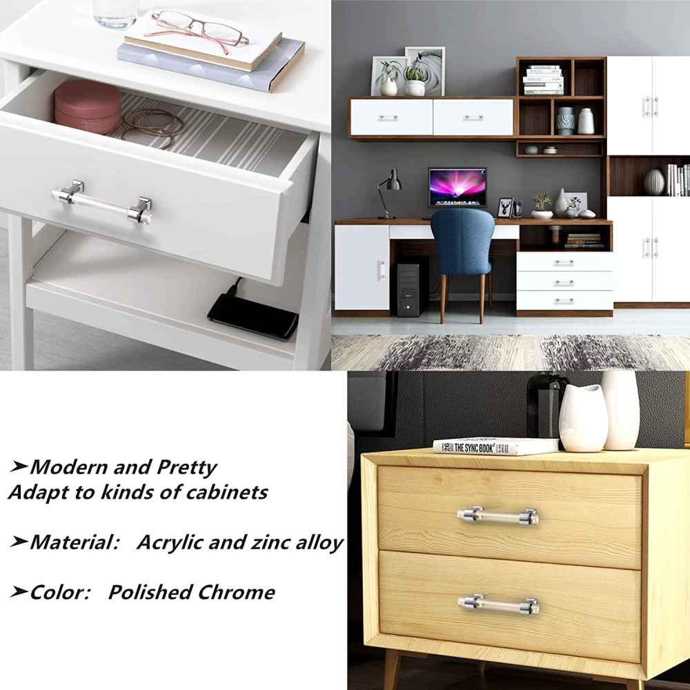 4.8-in. x 1.5-in. Acrylic-zinc Alloy Cabinet Handle In Chrome