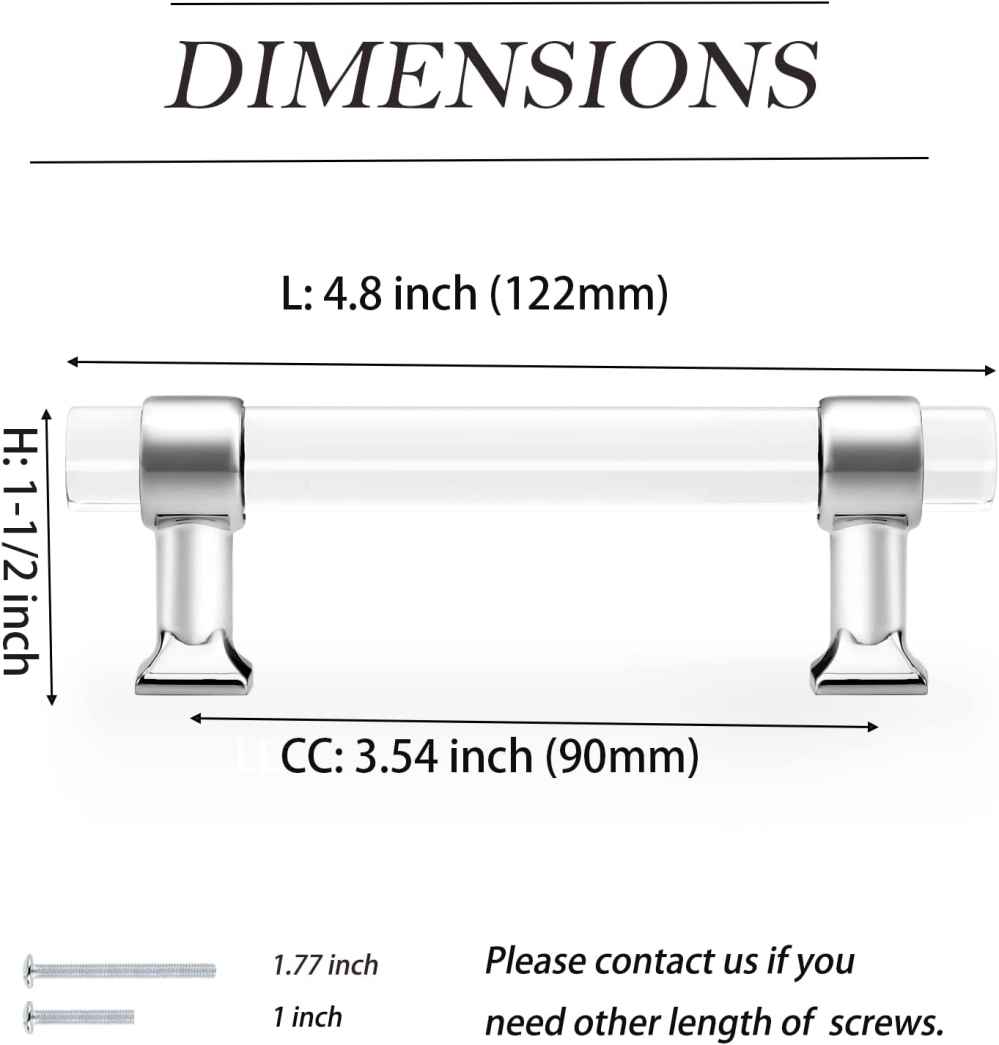 4.8-in. x 1.5-in. Acrylic-zinc Alloy Cabinet Handle In Chrome