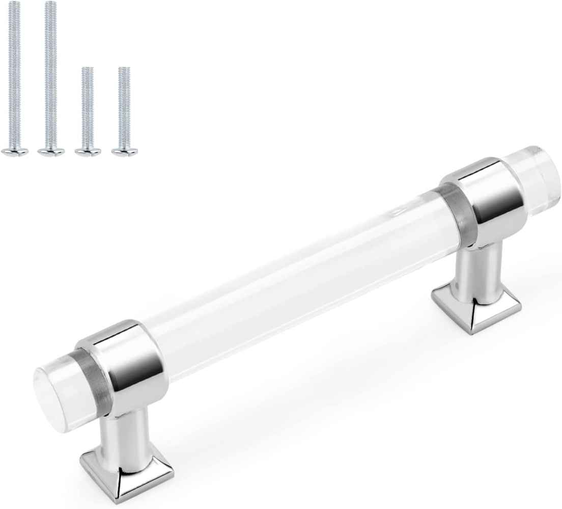 4.8-in. x 1.5-in. Acrylic-zinc Alloy Cabinet Cabinet Handle In Chrome