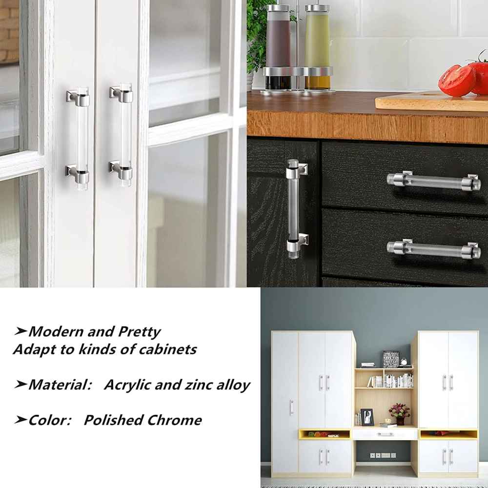 5.8-in. x 1.5-in. Acrylic-zinc Alloy Cabinet Handle In Chrome