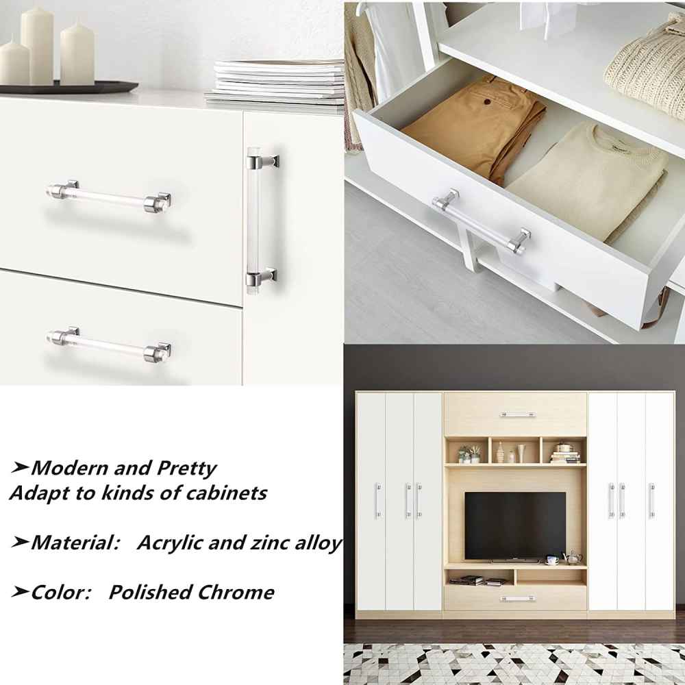 2.5-in. x 1.5-in. Acrylic-zinc Alloy Cabinet Handle In Chrome