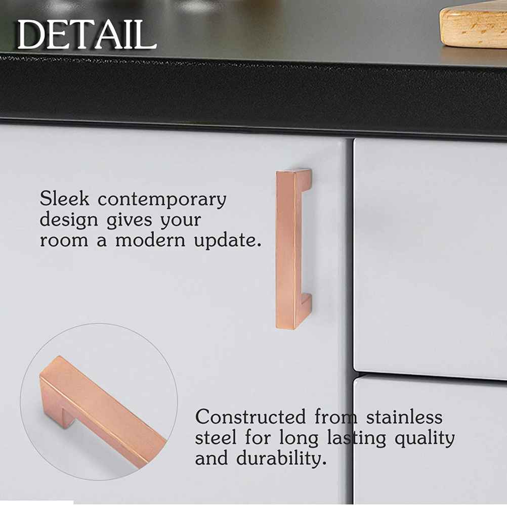 3.4-in. x 1.4-in. Stainless Steel Cabinet Handle In Rose Gold