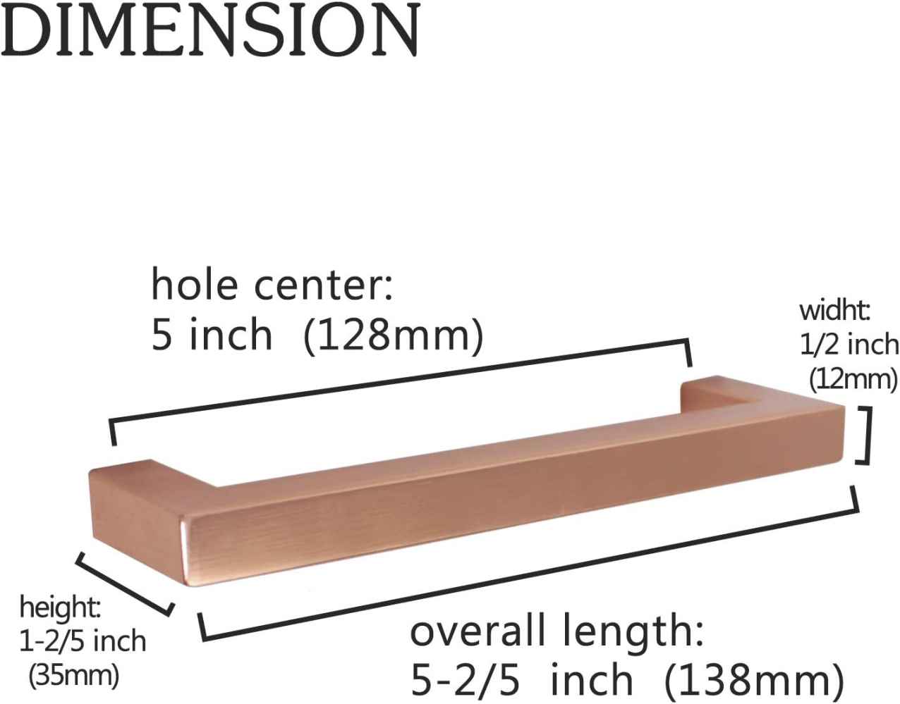 5.4-in. x 1.4-in. Stainless Steel Cabinet Handle In Rose Gold
