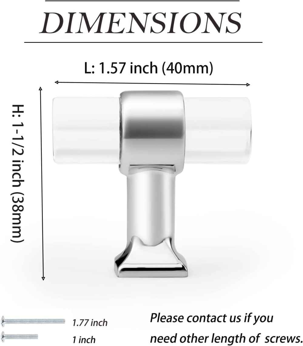 1.57-in. x 1.5-in. Acrylic-zinc Alloy Cabinet Knob In Chrome