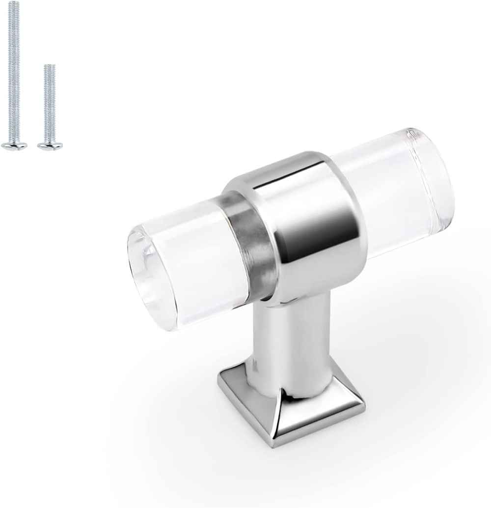 1.57-in. x 1.5-in. Acrylic-zinc Alloy Cabinet Cabinet Knob In Chrome