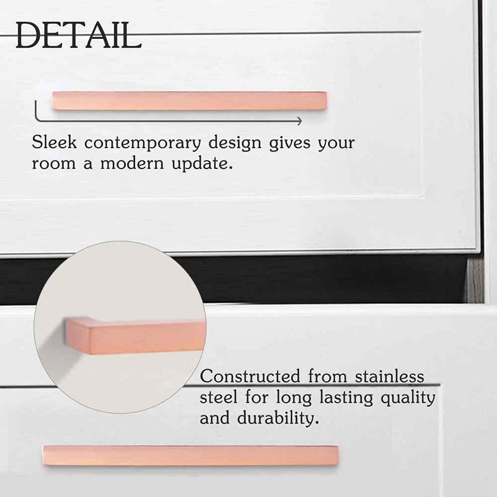8-in. x 1.4-in. Stainless Steel Cabinet Handle In Rose Gold