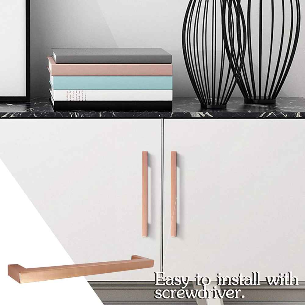 8-in. x 1.4-in. Stainless Steel Cabinet Handle In Rose Gold