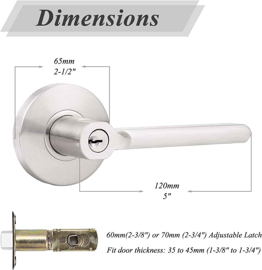 2.5-in. x 1.5-in. Stainless Steel Door Lock In Brushed Nickel