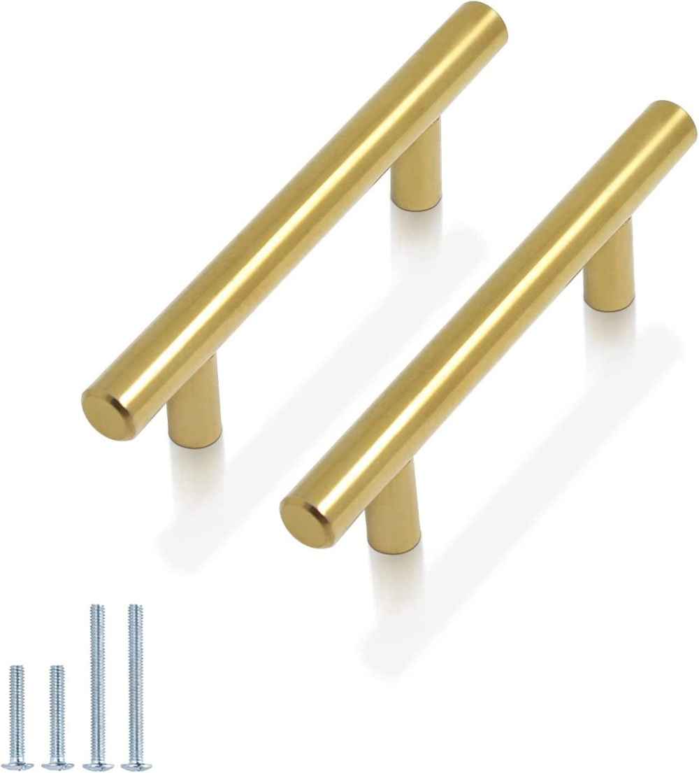 6-in. x 1.3-in. Stainless Steel Cabinet Cabinet Handle In Gold