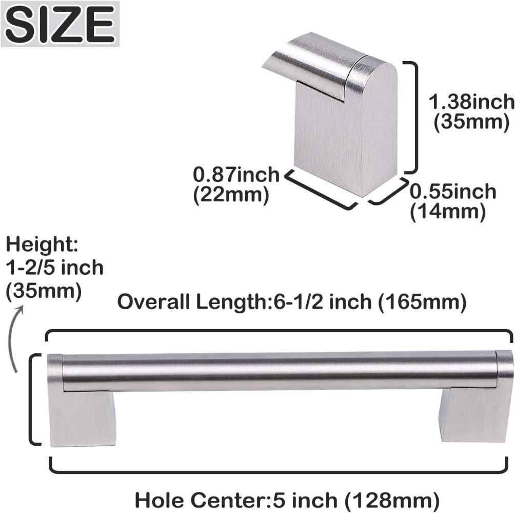 6.1-in. x 1.2-in. Stainless Steel Cabinet Handle In Brushed Nickel