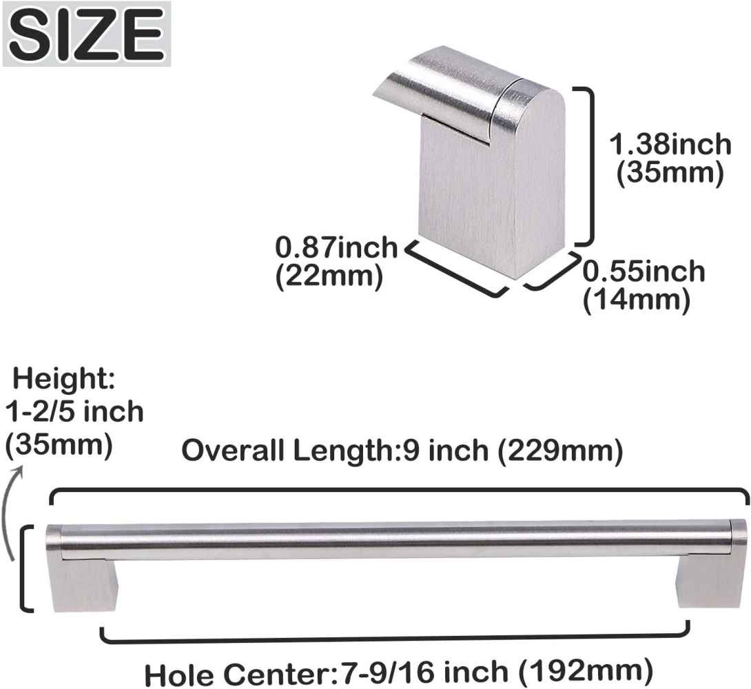 9-in. x 1.2-in. Stainless Steel Cabinet Handle In Brushed Nickel