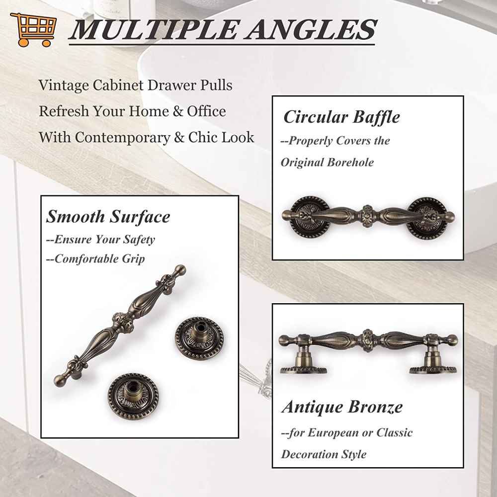 5-in. x 1.3-in. Zinc Alloy Cabinet Handle In Antique Bronze