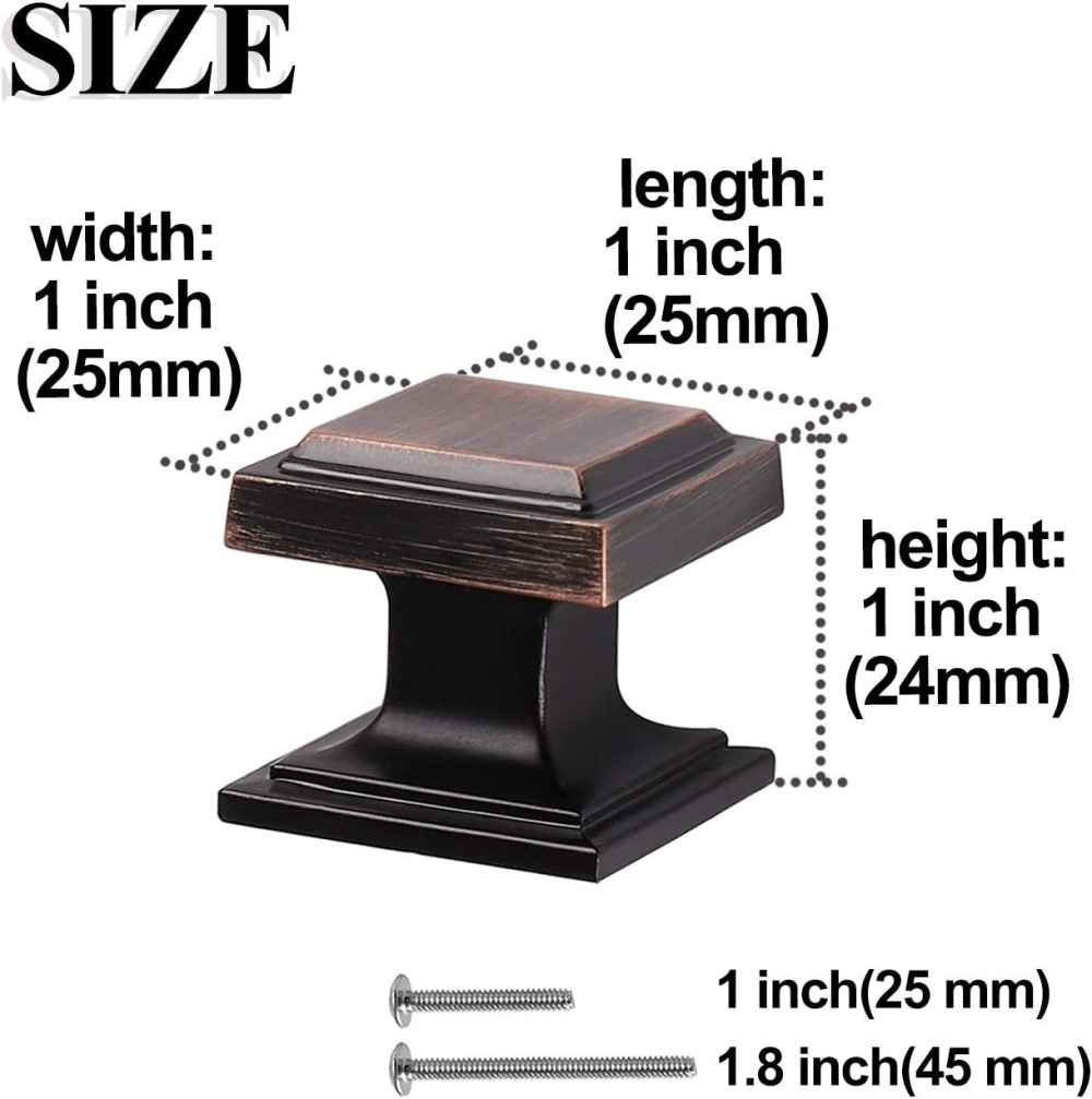 1-in. x 1-in. Zinc Alloy Door Cabinet Knob In Oil Rubbed Bronze