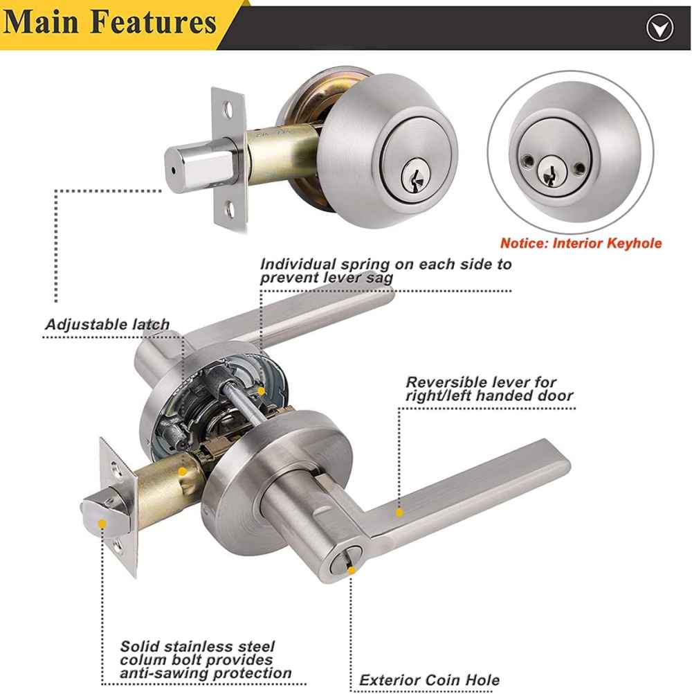 4-in. x 0.02-in. Stainless Steel Door Lock In Brushed Nickel