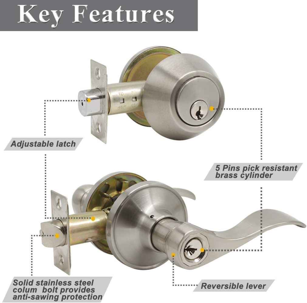 4.6-in. x 0.03-in. Stainless Steel Door Lock In Satin Nickel