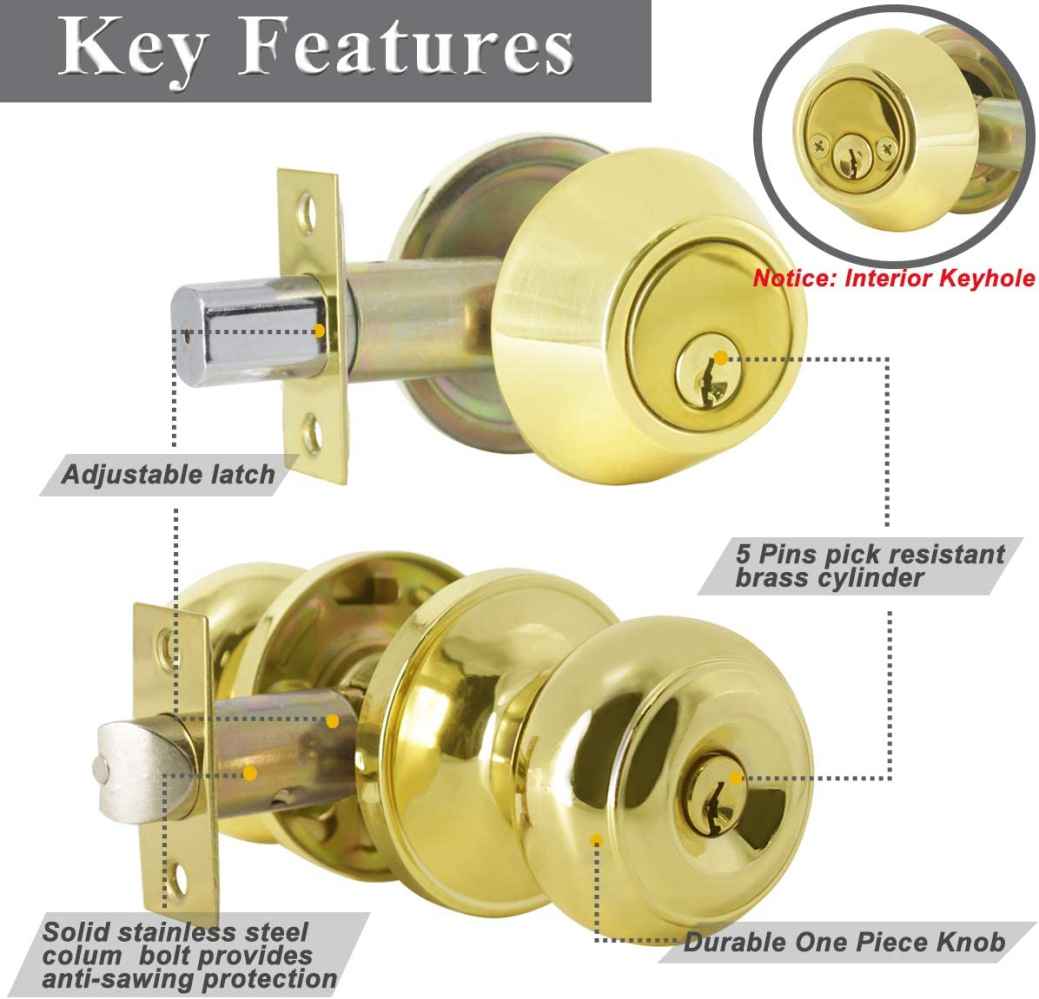 2-in. x 0.03-in. Stainless Steel Door Lock In Brass
