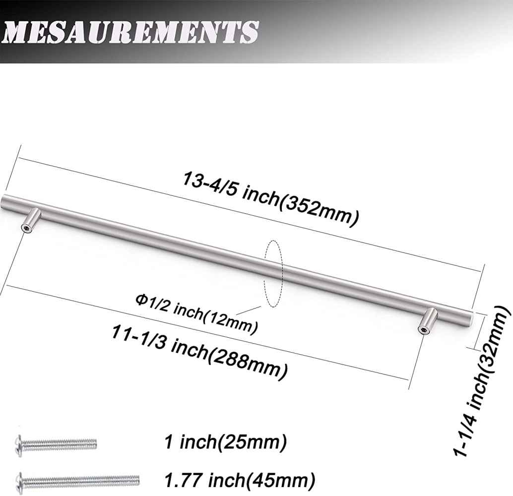 13.8-in. x 1.2-in. Stainless Steel Cabinet Handle In Stainless Steel