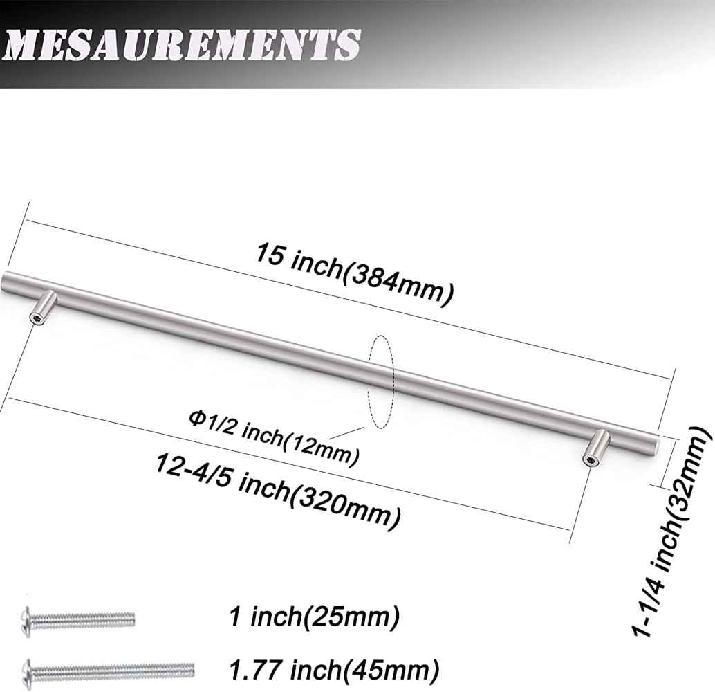 15-in. x 1.2-in. Stainless Steel Cabinet Handle In Stainless Steel