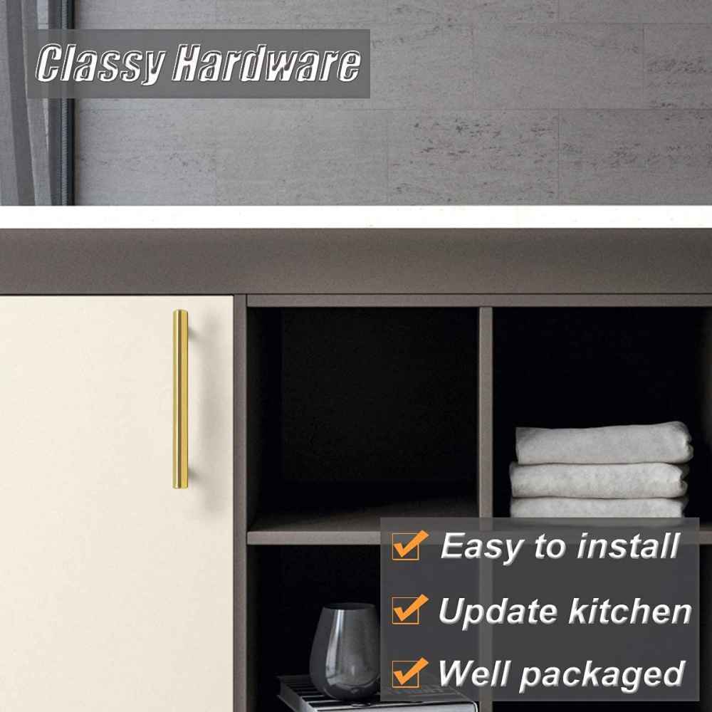6-in. x 1.25-in. Stainless Steel Cabinet Handle In Gold