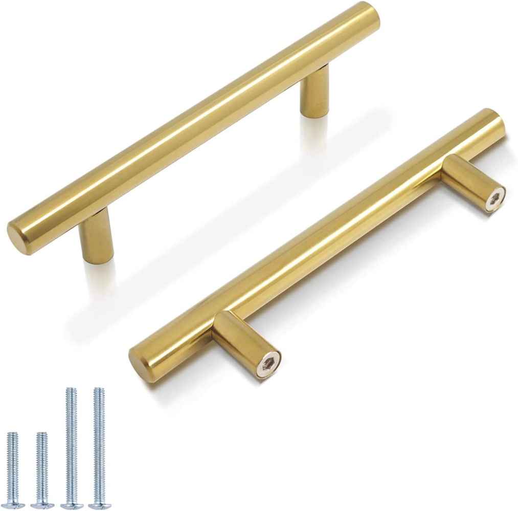 6-in. x 1.25-in. Stainless Steel Cabinet Cabinet Handle In Gold
