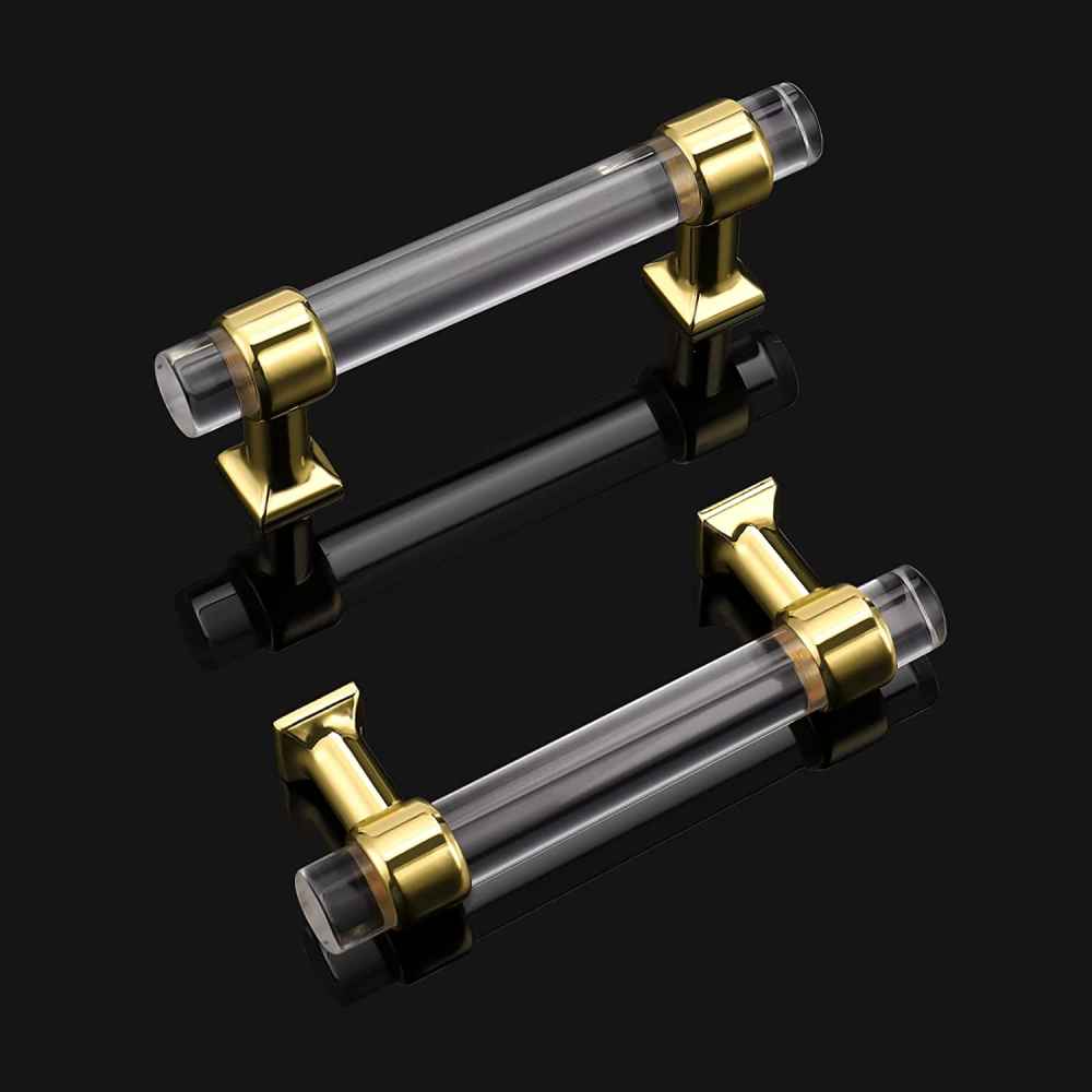 4.33-in. x 1.5-in. Acrylic-zinc Alloy Cabinet Handle In Gold