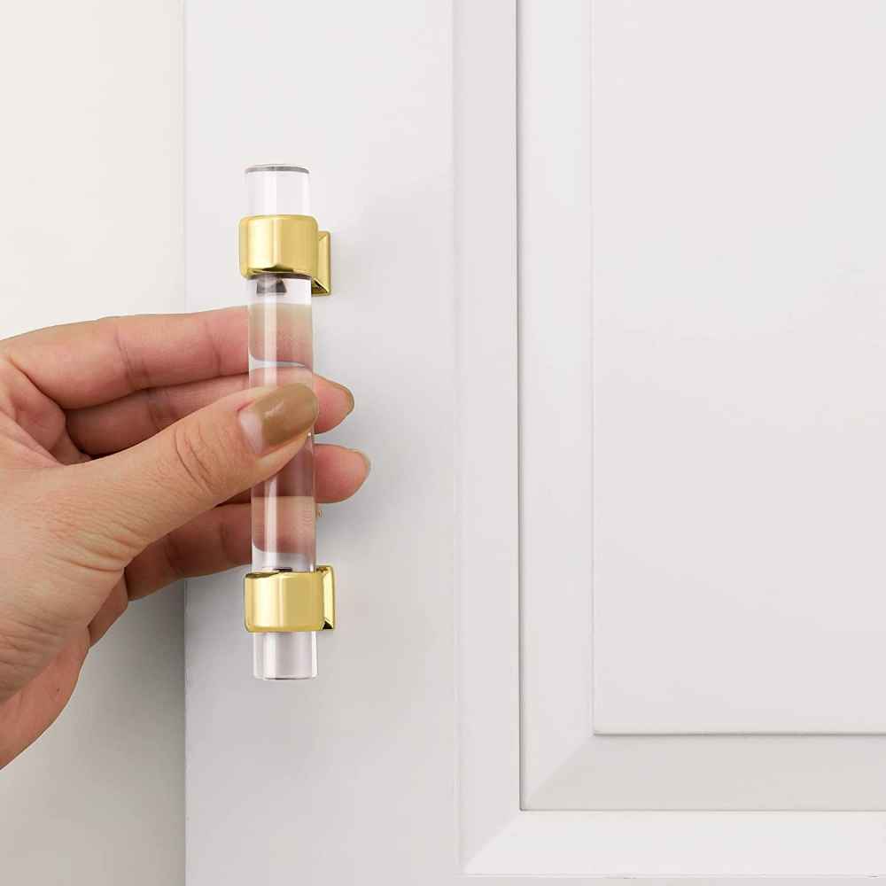 4.33-in. x 1.5-in. Acrylic-zinc Alloy Cabinet Handle In Gold