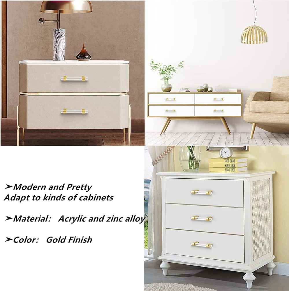 4.33-in. x 1.5-in. Acrylic-zinc Alloy Cabinet Handle In Gold