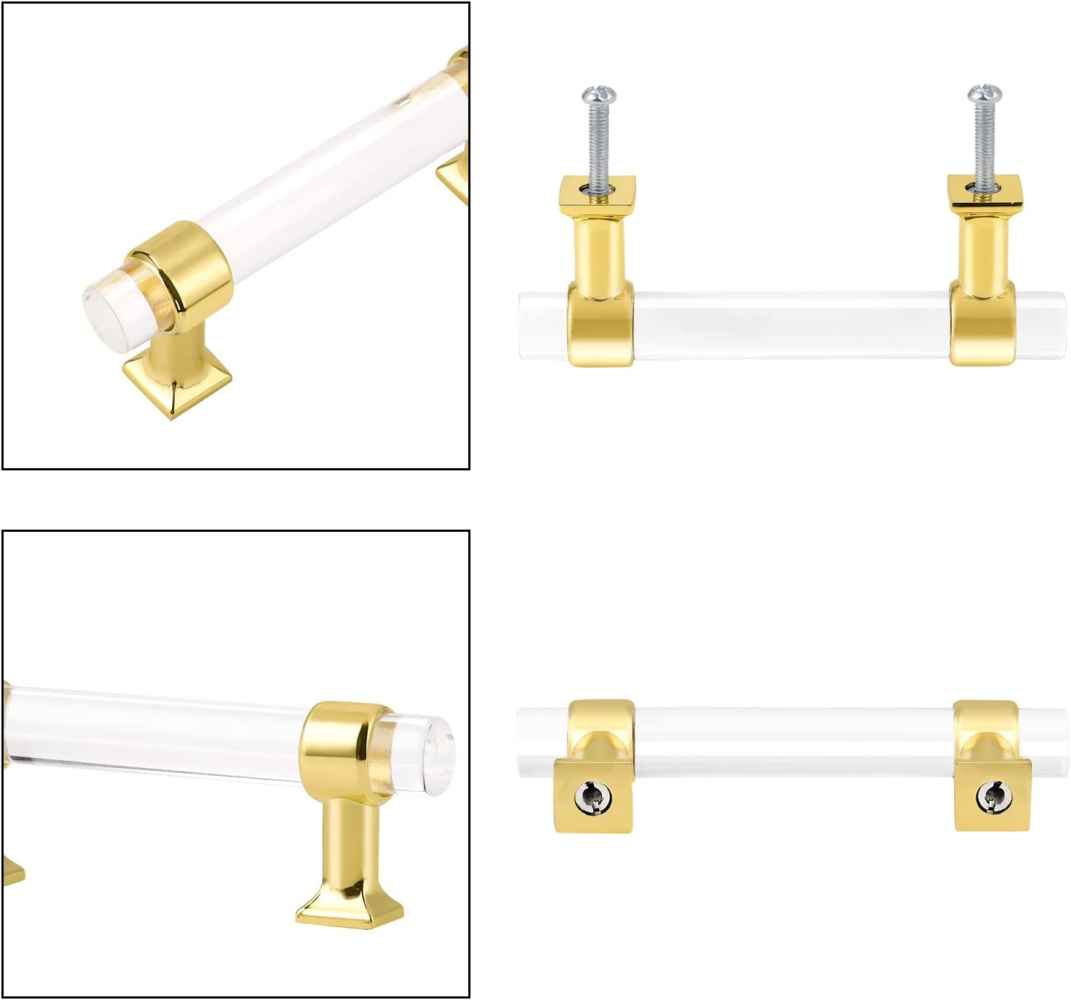 4.33-in. x 1.5-in. Acrylic-zinc Alloy Cabinet Handle In Gold