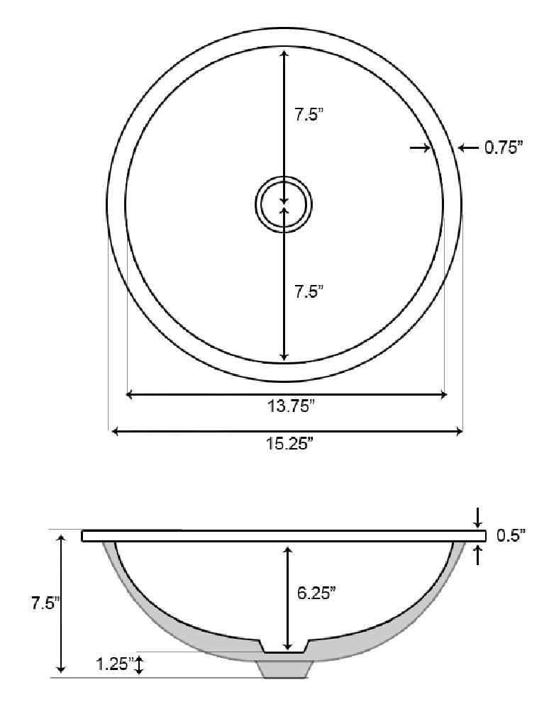 14.30-in. x 14.30-in. Ceramic Bathroom Undermount Sink In White CUPC