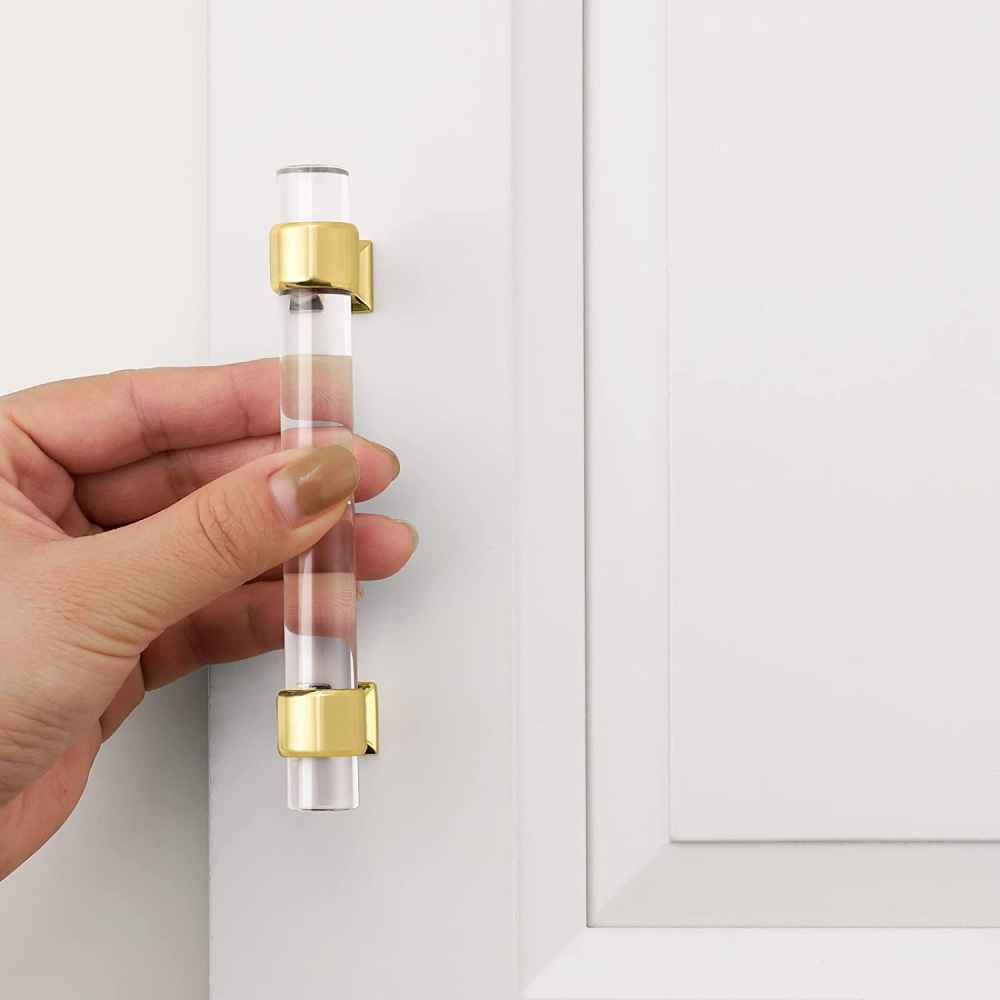 4.8-in. x 1.5-in. Acrylic-zinc Alloy Cabinet Cabinet Handle In Gold