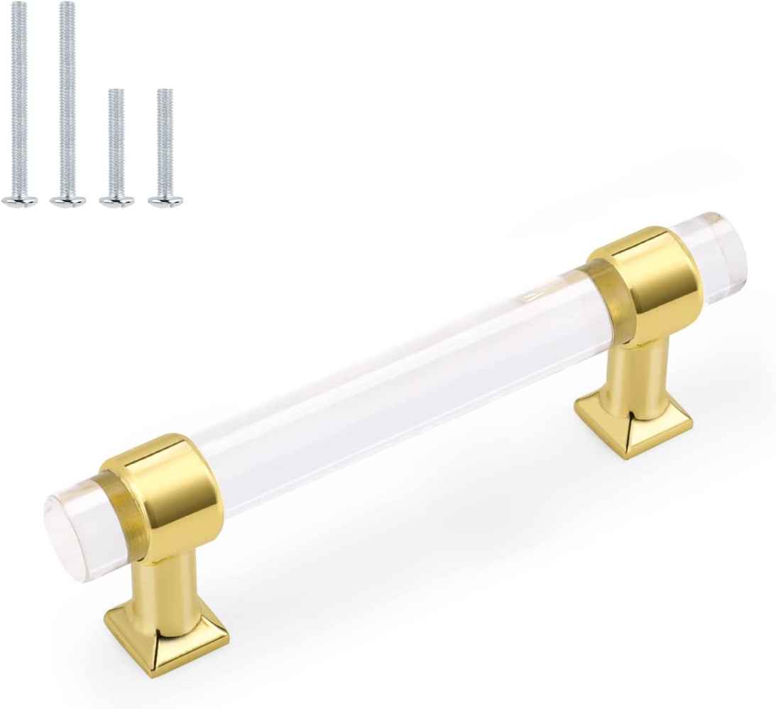 4.8-in. x 1.5-in. Acrylic-zinc Alloy Cabinet Cabinet Handle In Gold