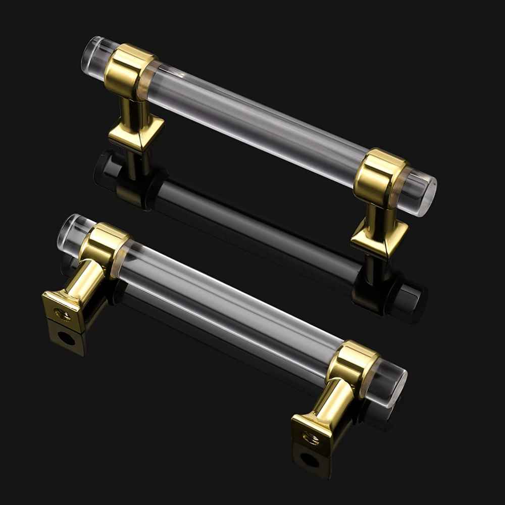 5.08-in. x 1.5-in. Acrylic-zinc Alloy Cabinet Handle In Gold