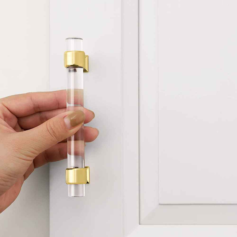 5.08-in. x 1.5-in. Acrylic-zinc Alloy Cabinet Handle In Gold