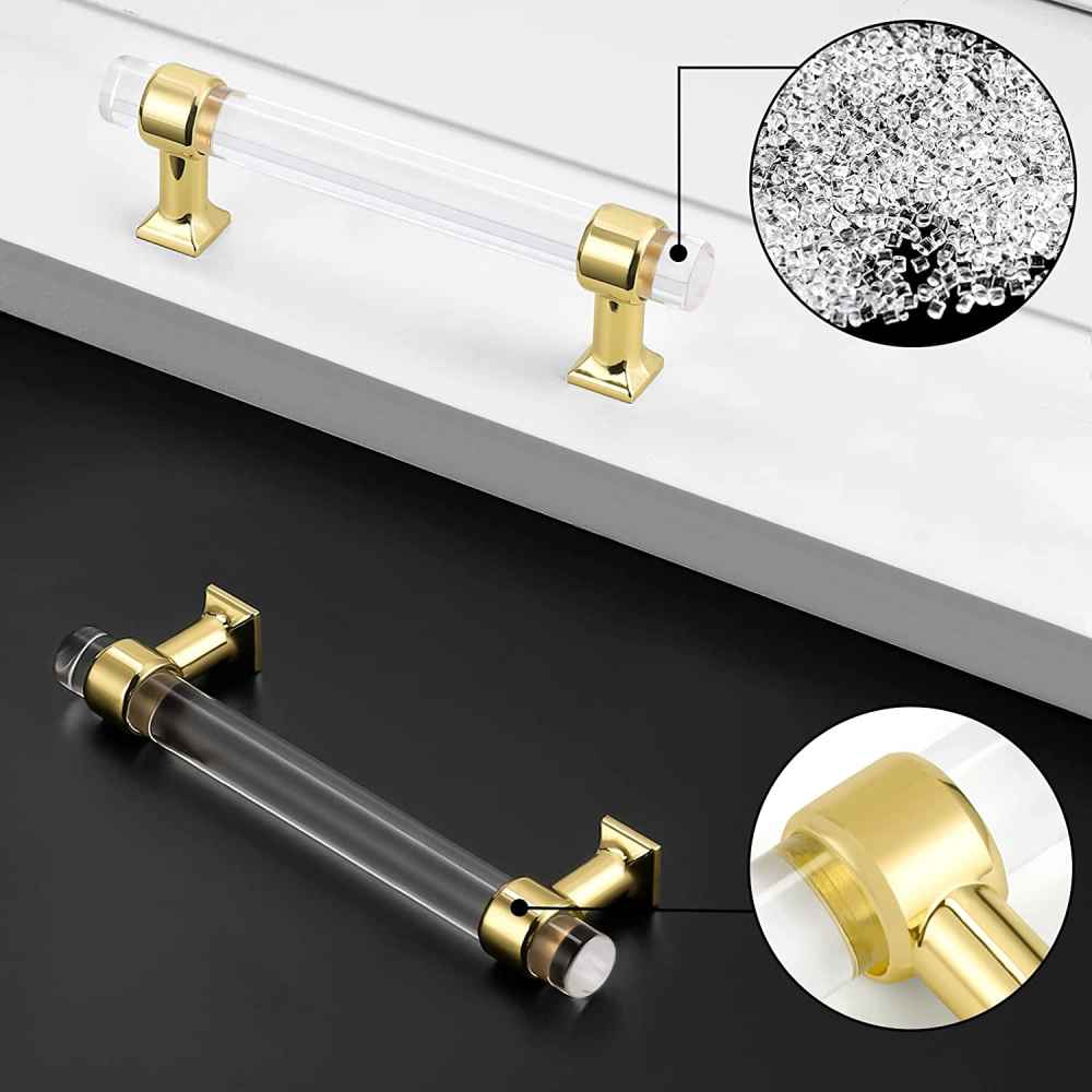 5.31-in. x 1.5-in. Acrylic-zinc Alloy Cabinet Handle In Gold