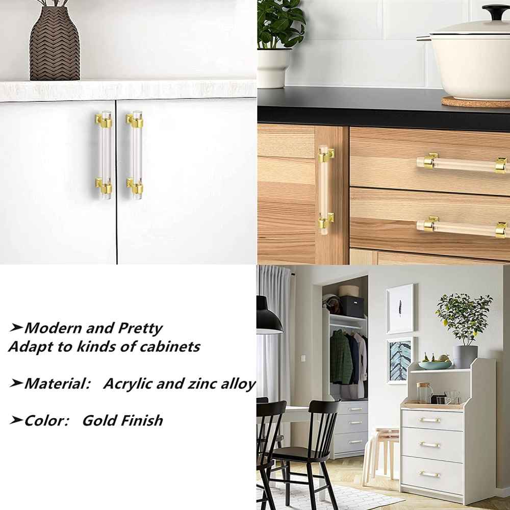 5.31-in. x 1.5-in. Acrylic-zinc Alloy Cabinet Handle In Gold